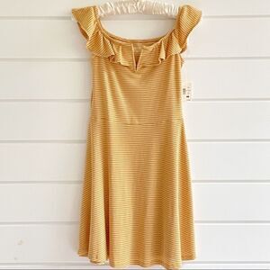 Aeropostale Striped Off-The-Shoulder V-Wire Fit & Flare Dress New With Tags